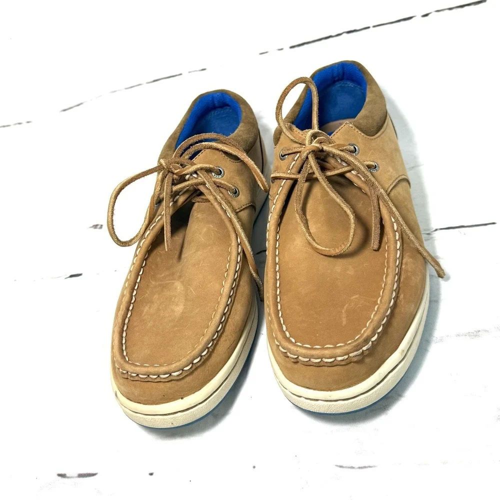 Sperry Gold Cup 2-Eye Boat Shoes Men's 10.5M Tan Nubuck Moc Toe Lace Up Casual
